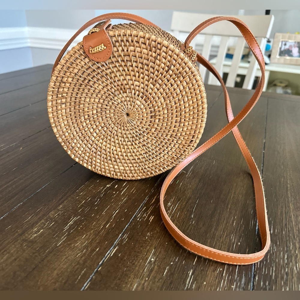 Handmade woven rattan crossbody bag